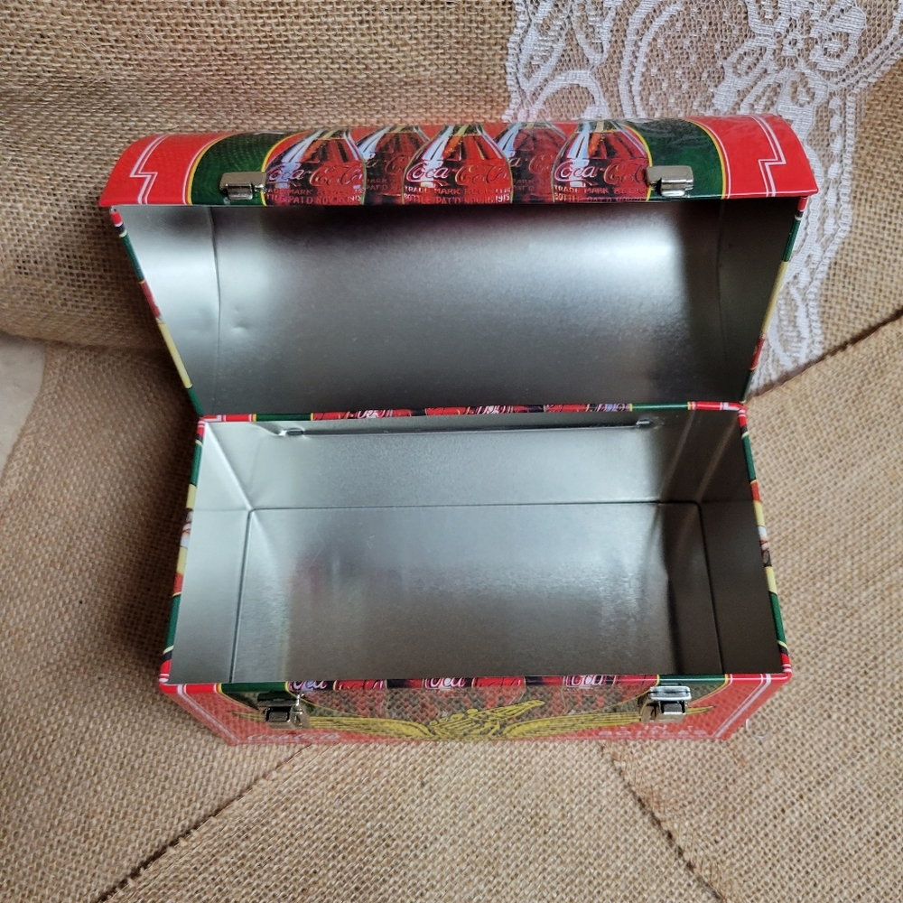 Coca cola tin box with lid and handle - Picture 4 of 10